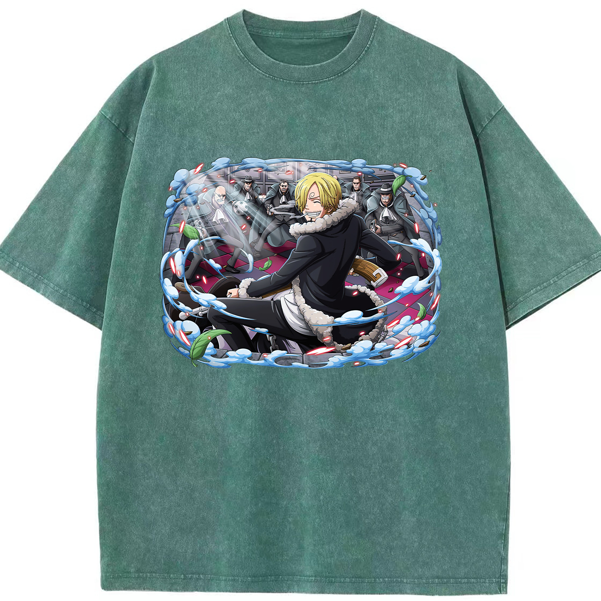 ワンピース サンジ ONE PIECE Sanji 綿100% ヴィンテージ風 半袖Tシャツ（フロントプリント）